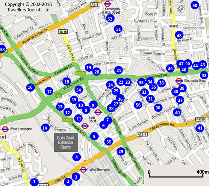 Kensington London Hotel Map