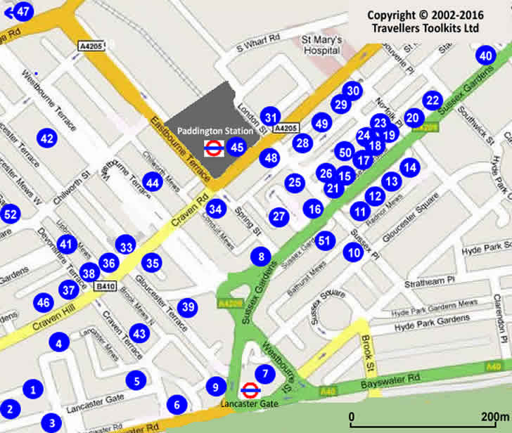 Paddington And Lancaster Gate Hotel Street Map Hotels Bandbs
