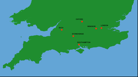 Stonehenge Map, Location from London