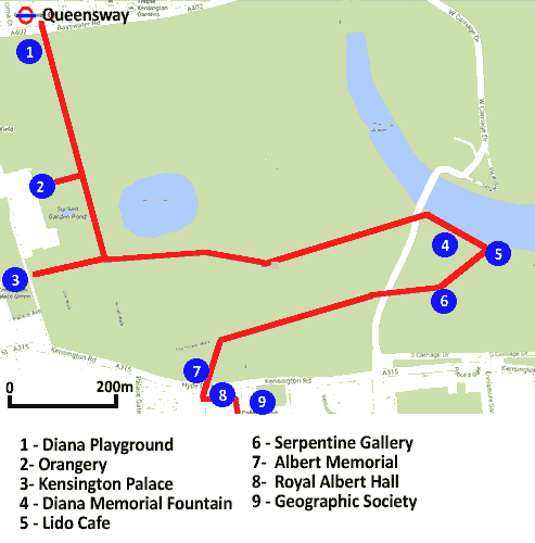 Self Guided Kensington Walk Map