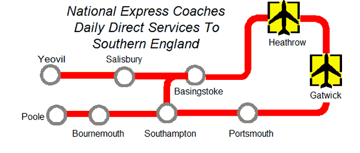 Map of Bus Services Gatwick Airport - Southern England