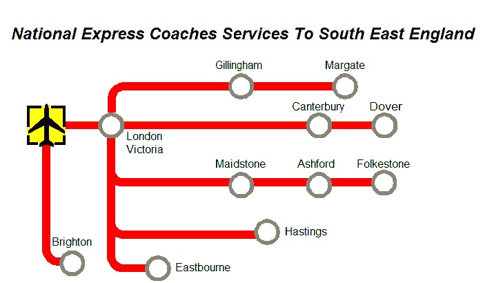 Map of Bus Services Gatwick Airport - South Eastern England