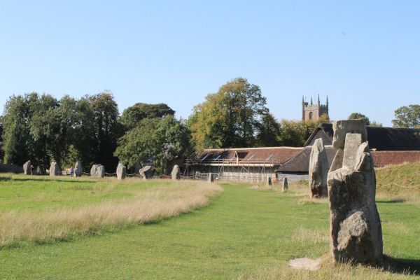 Avebury henge and church, avebury village