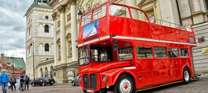Vintage red bus Premium Tours, London
