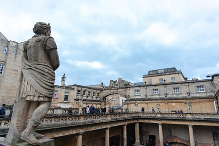 On the roof of the Roman Baths at Bath