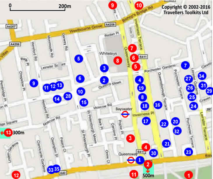 Bayswater London Hotel Map