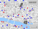 Mapa con los hoteles cerca de la Estación de Liverpool Street y la Torre de Londres