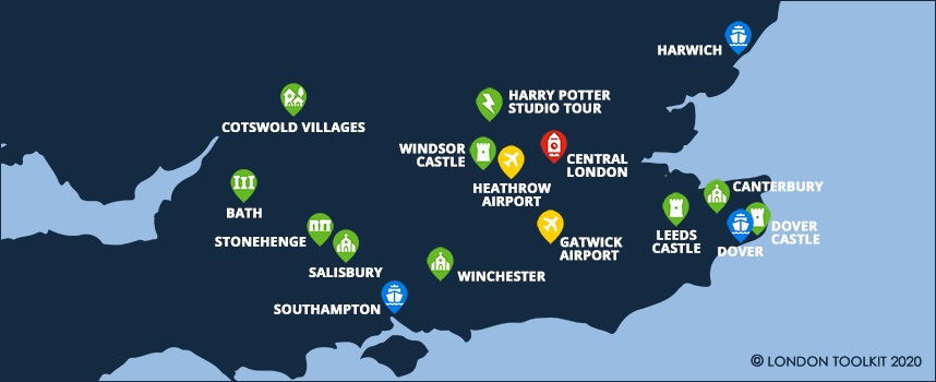 Relative position of Southampton