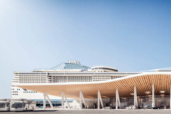 Artist rendering of T5 wave inspired building. Image credit ABP