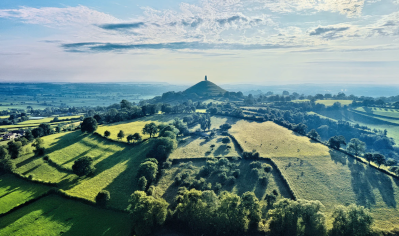 Glastonbury Tor hill, countryside, views