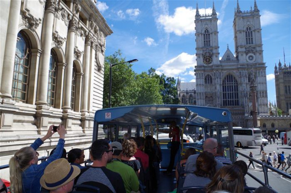 Golden Tours view from top deck hop on bus