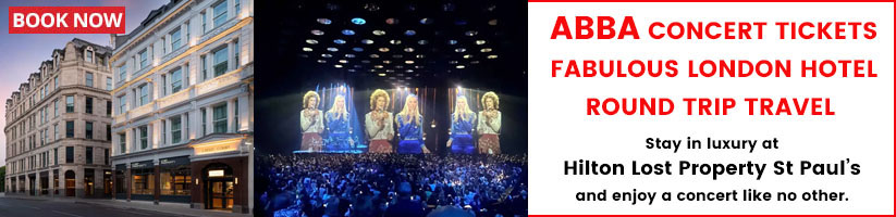 Tickets for Abba and stay at Hilton London hotel