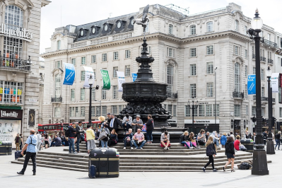 Piccadilly Circus and Lillywhite's, London