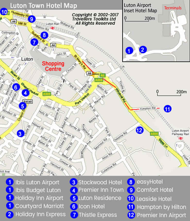 Luton Airport Hotel Map