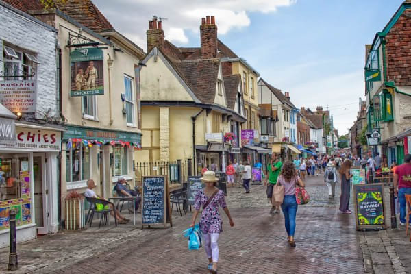 Canterbury streets on tour with Leeds Castle, Dover and Greenwich from London