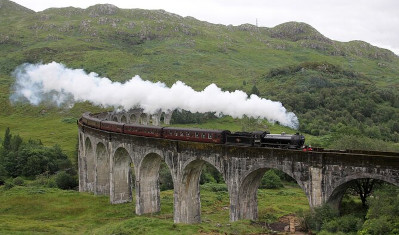 glenfinnan viaduct and steam train, scotland