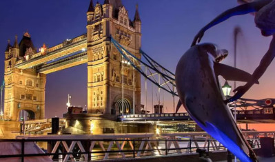 Tower Bridge in London at night