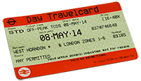 Travelcard with Rail logo on (bottom left corner)