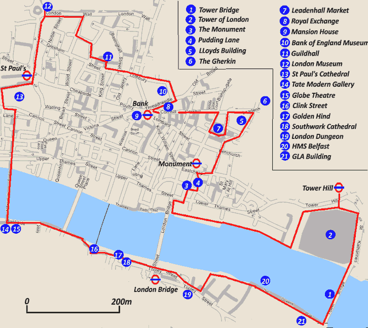 City of London Self Guided Walk Map