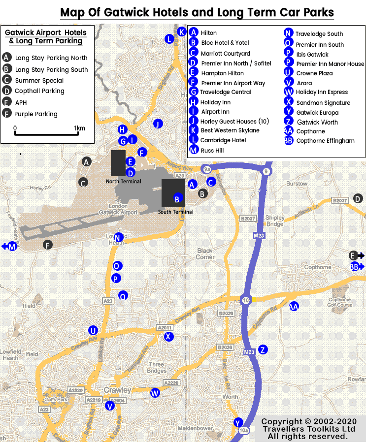 Gatwick Airport Hotel Map