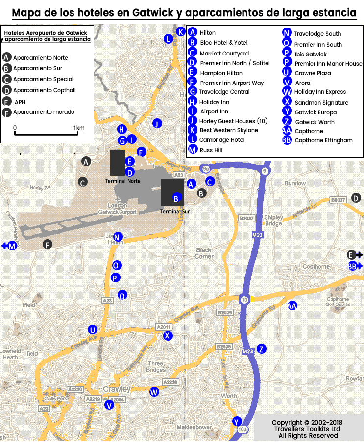 Mapa Aeropuerto de Gatwick Londres