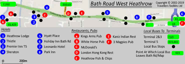Map of Bath Road (West) Heathrow With Hotels, Restaurants ...