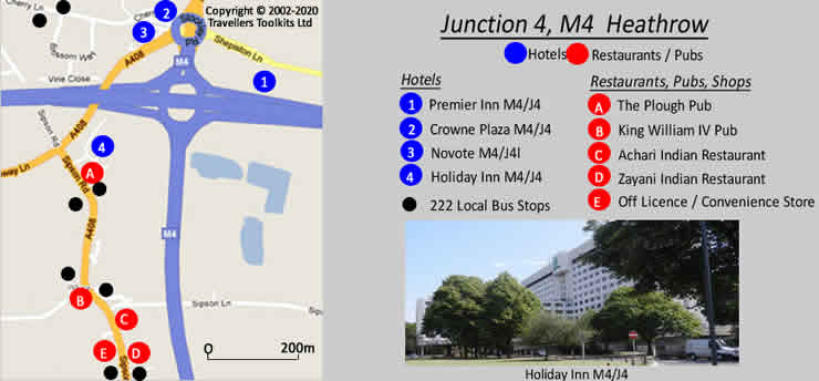 Map of Junction 4, M4 Heathrow With Hotels, Restaurants ...
