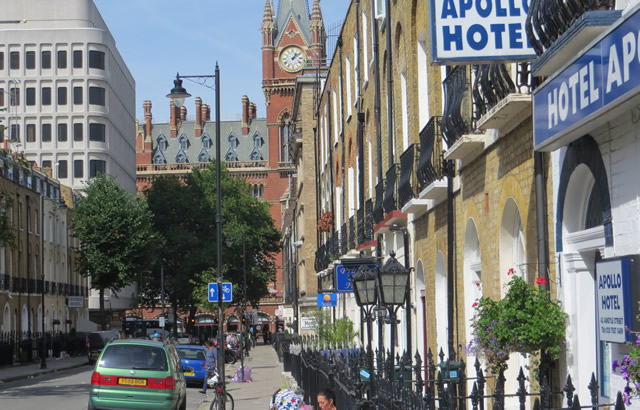 Budget hotels in St Pancras with St Pancras Station in background
