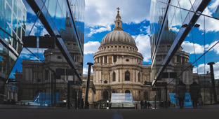 St Pauls Cathedral on walk through the City of London