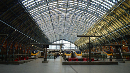 Eurostar trains at London St Pancras