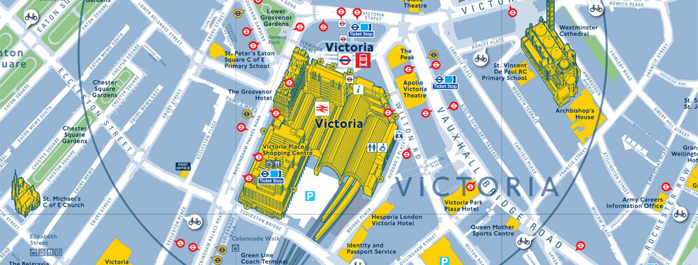 Victoria Railway Station area map, London