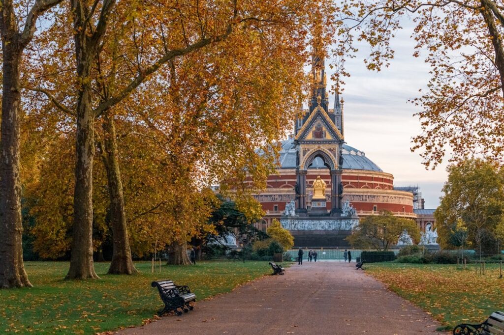 Albert memorial with the Royal Albert Hall in the background