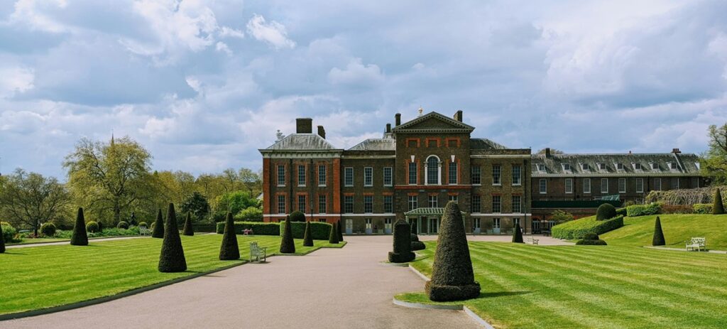 Kensington Palace with trees and shrubs