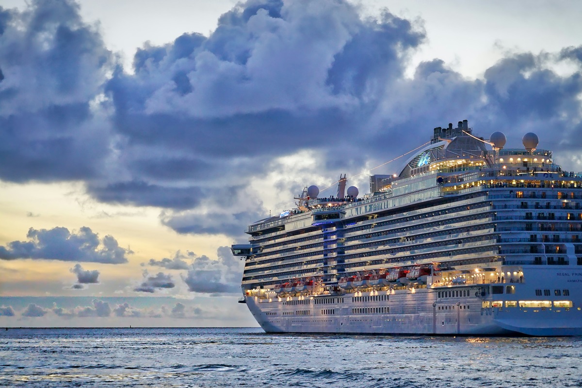 Cruise ship with clouds