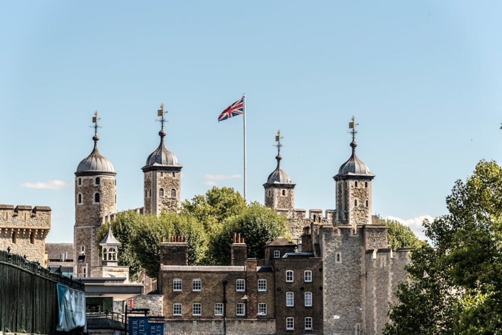 Tower of London with Union Jack flying