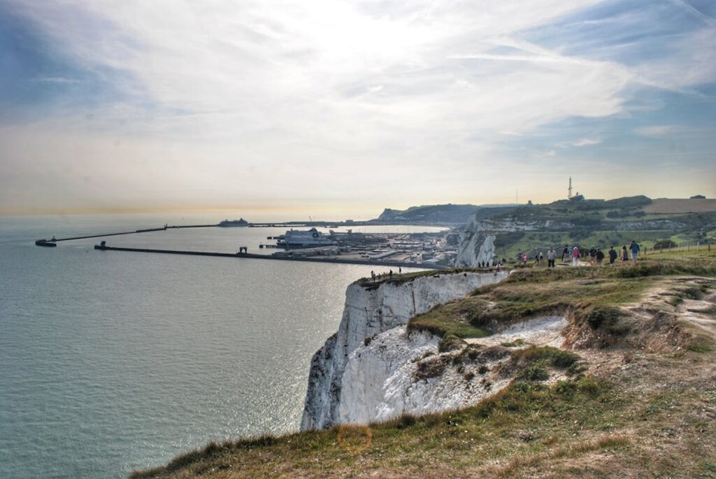 View of Dover port from the cliffs
