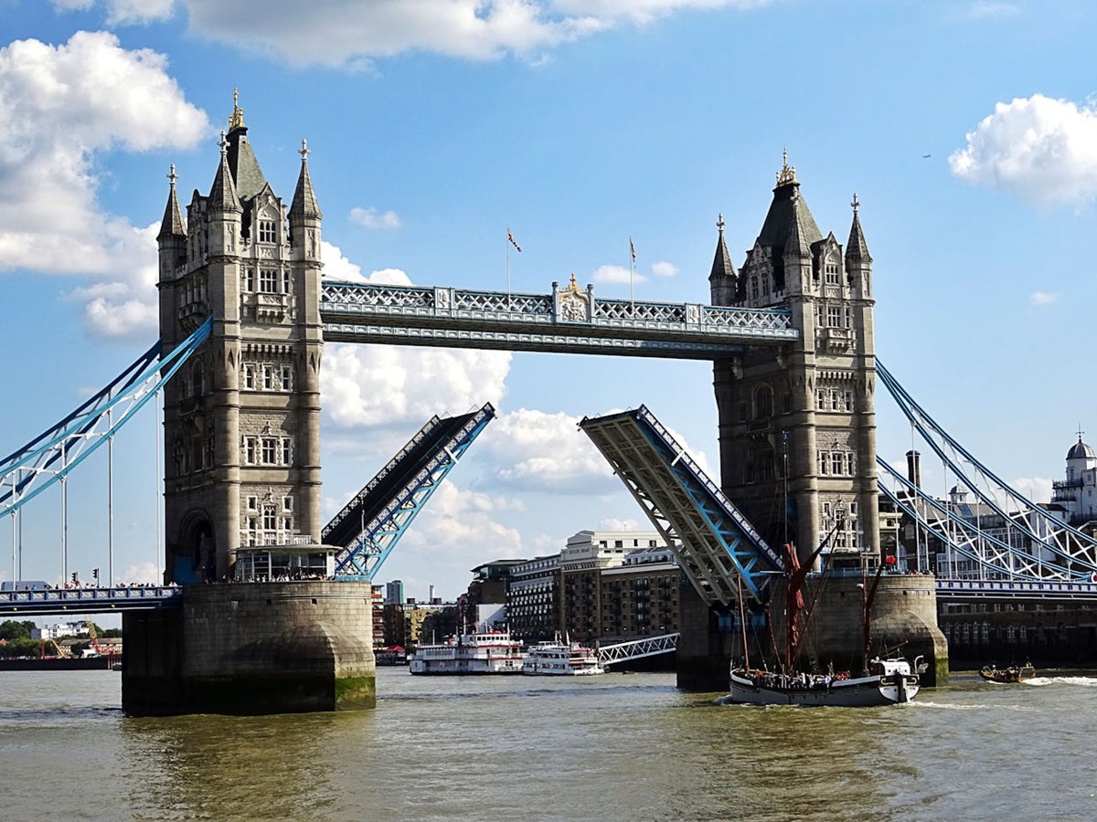 Tower Bridge open for boats