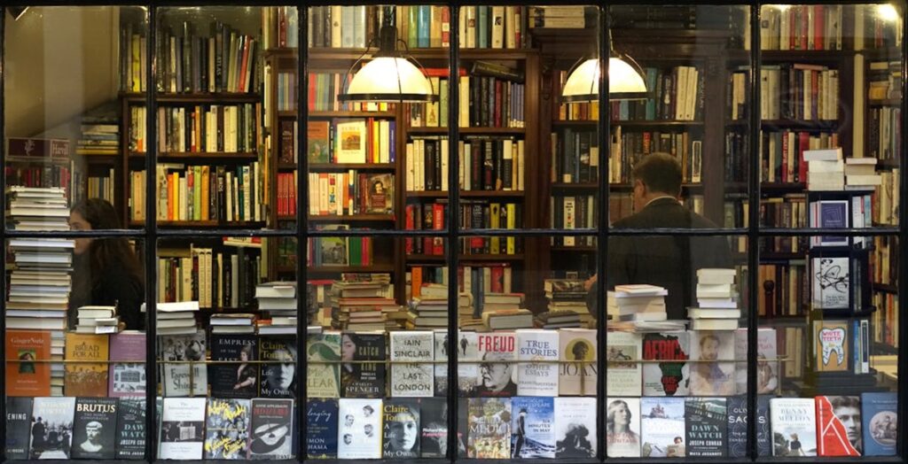 Bookshop window in Bloomsbury