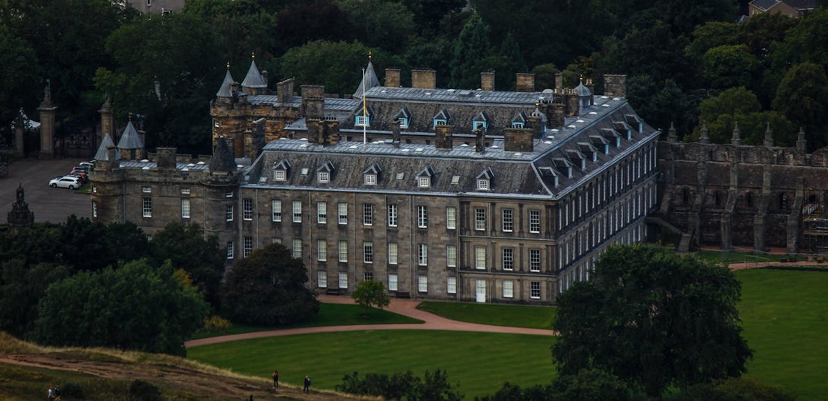 Arial view of Palace of Holyroodhouse