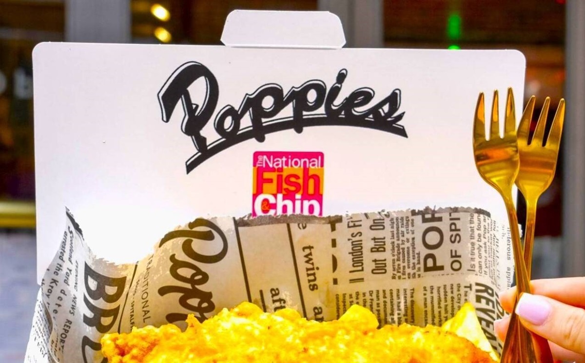 Box of fish and chips from Poppies