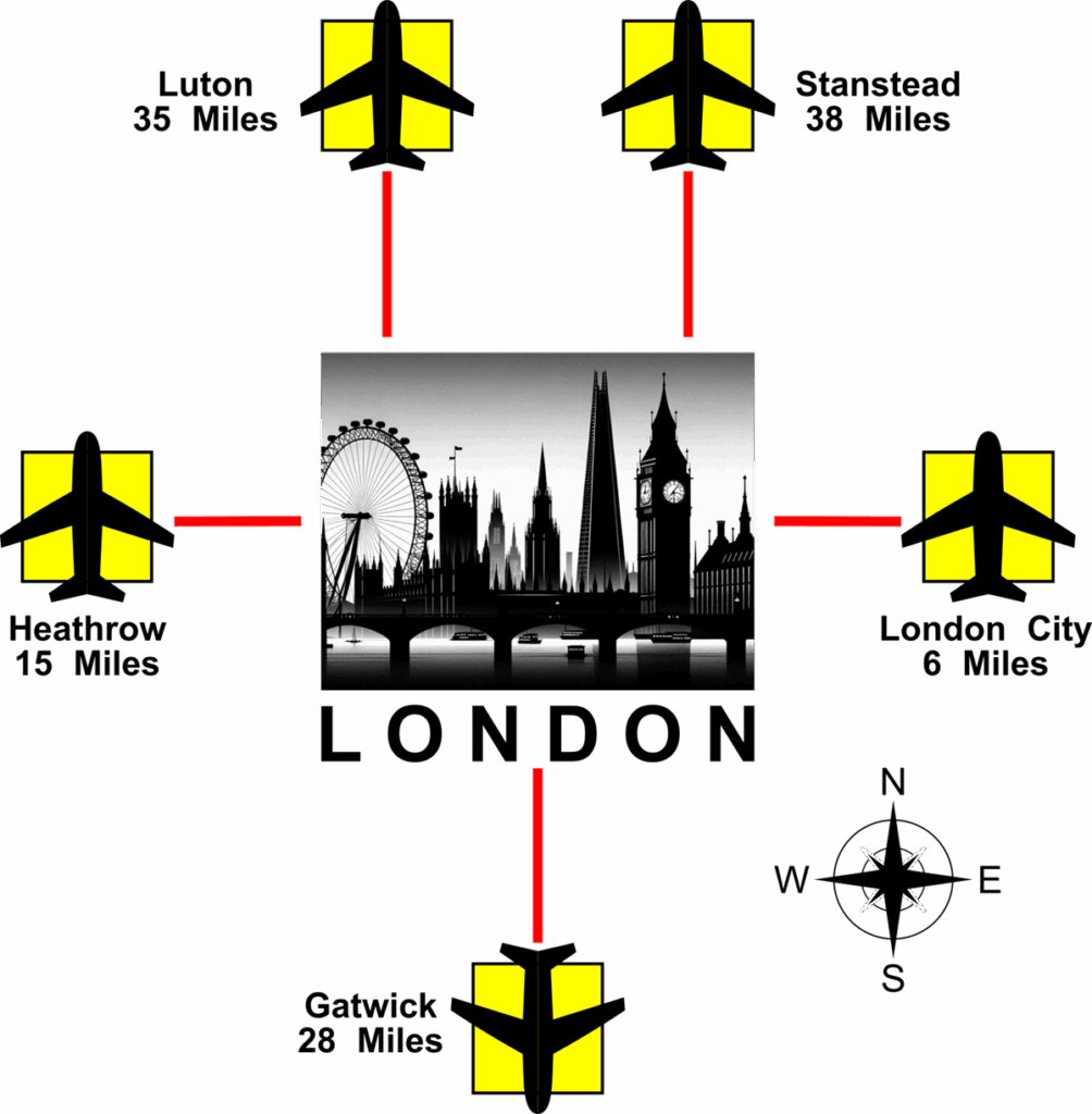 Airport Distances from London graphic image