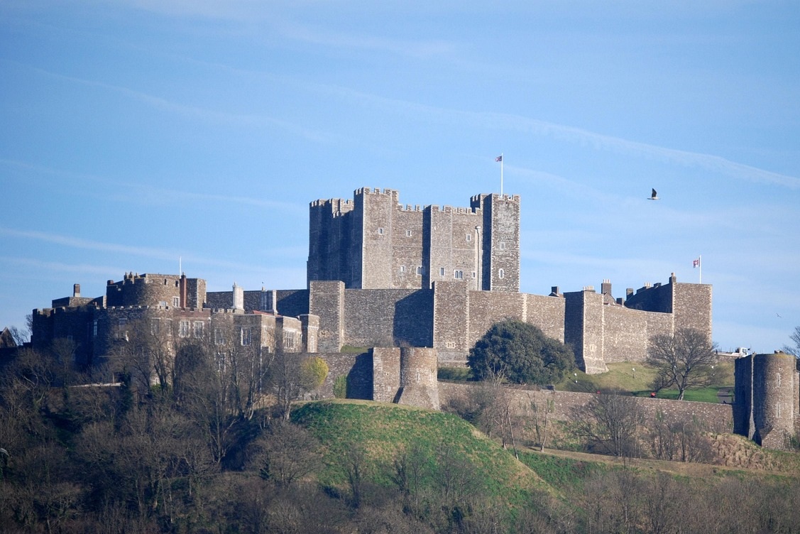 View of Dover Castle with blue sky