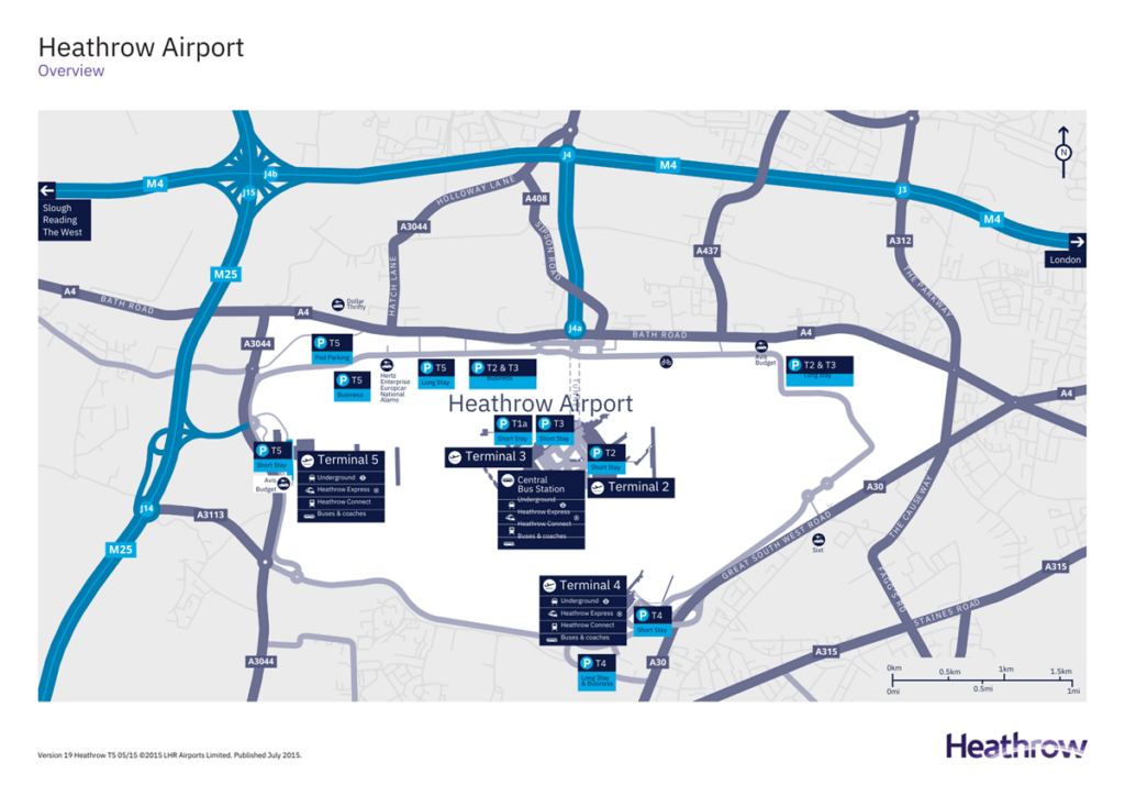 Official overview of Heathrow Airport parking map