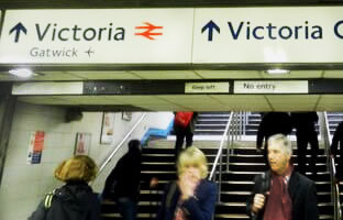 Exit to Victoria Station, up stairs