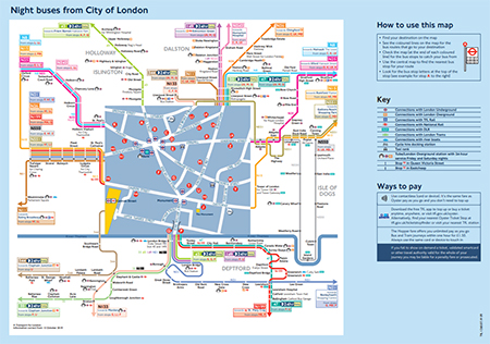 City of London night bus map