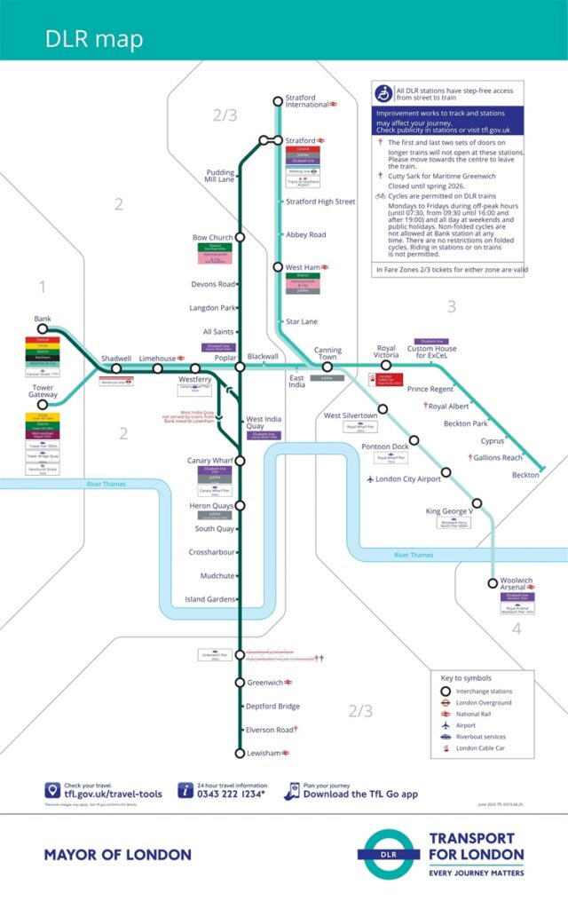 Docklands Light Railway route map