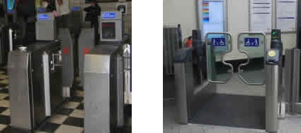Different barrier types on the London underground