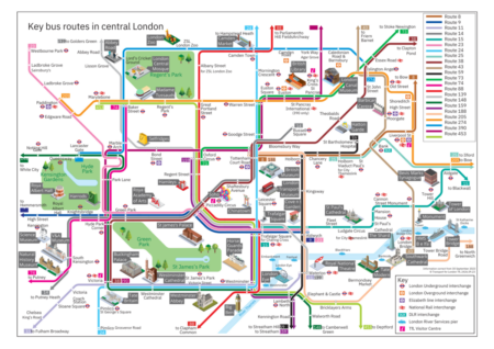 Tfl map of key bus routes in central London