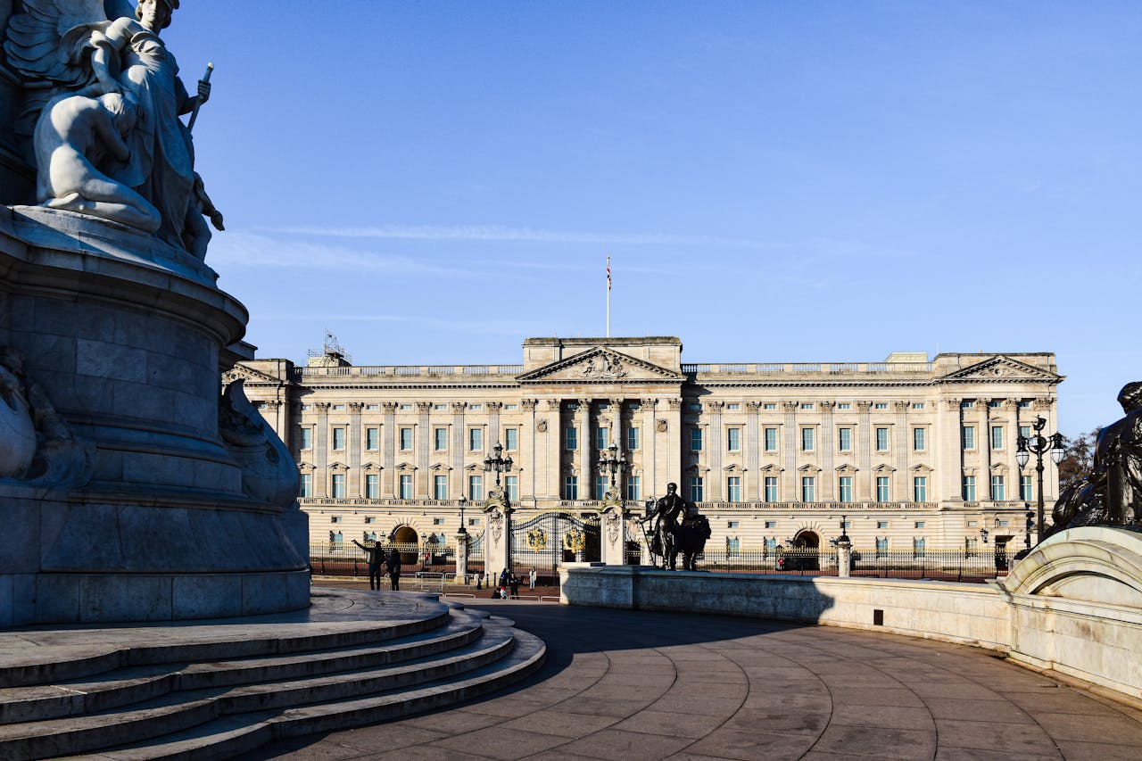 View of the Palace with statue
