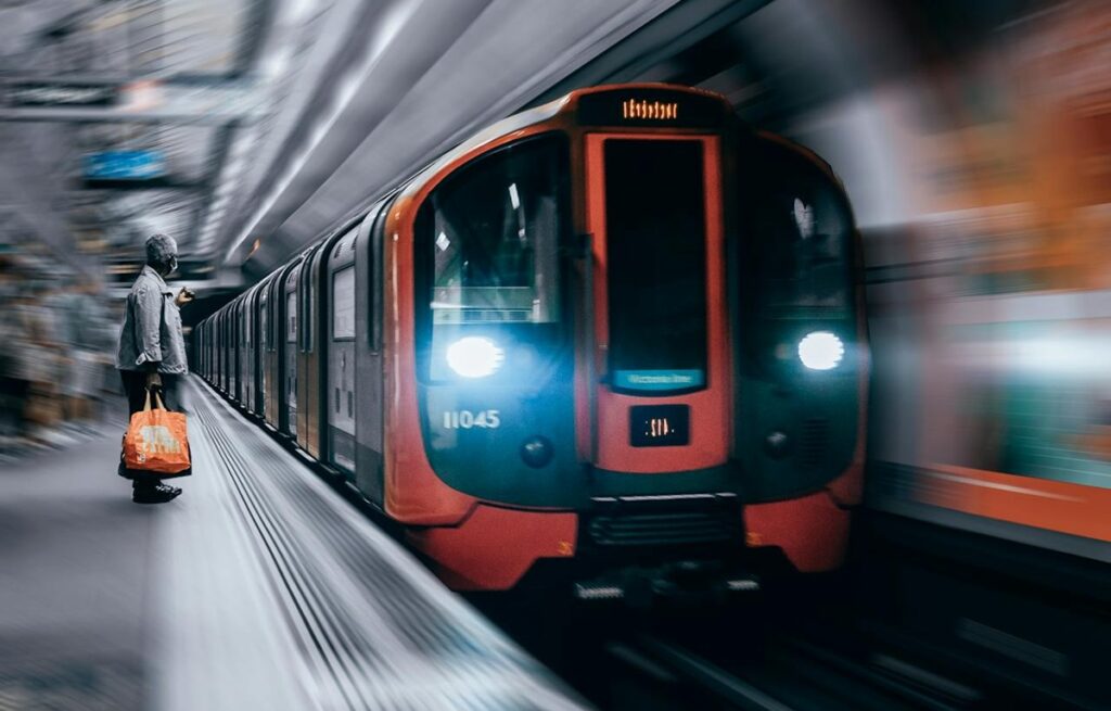 Underground train with blurred background